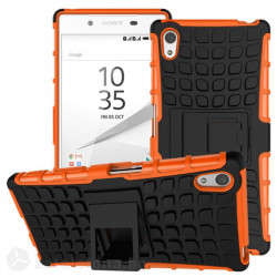 Двупластов калъф със стойка за Sony Xperia Z5 - оранжев