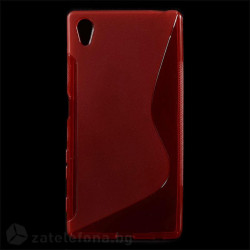 Силиконов калъф за Sony Xperia Z5 със S-образен дизайн - червен
