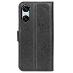 Кожен калъф тип портмоне за Sony Xperia 10 VI - черен - 1