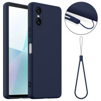 Силиконов гръб с верижка за Sony Xperia 10 VI - тъмно син