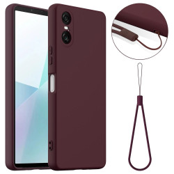 Силиконов гръб с верижка за Sony Xperia 10 VI - винено червен