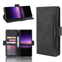 Кожен калъф тип портмоне с магнитно закопчаване за Sony Xperia 1 - черен