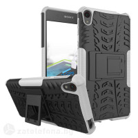 Двупластов калъф със стойка за Sony Xperia E5 - бял