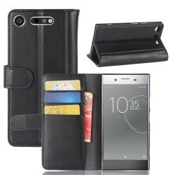 Кожен калъф тип протмоне за Sony Xperia XZ1 – черен