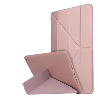 Кожен калъф със сгъващ се капак за iPad 10.2 2019 - светло розов
