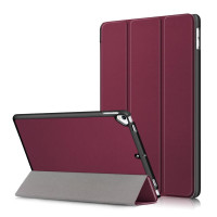 Кожен калъф със сгъващ се капак за iPad 10.2 2019 - винено червен