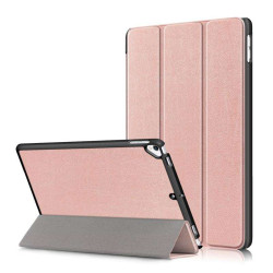 Кожен калъф със сгъващ се капак за iPad 10.2 2019 - розово злато