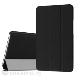 Кожен калъф със сгъващ се капак за Huawei MediaPad M3, 8.4 инча - черен