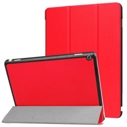 Кожен калъф със сгъващ се капак за Huawei MediaPad M3 Lite 10.1 инча - червен