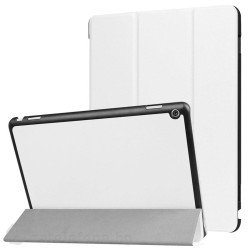 Кожен калъф със сгъващ се капак за Huawei MediaPad M3 Lite 10.1 инча - бял