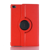 Кожен калъф за Huawei MediaPad M5 Lite 10 инча с въртяща поставка - червен