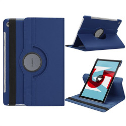 Кожен калъф за Huawei MediaPad M5 10 инча с въртяща поставка - тъмно син