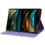 Кожен калъф с цветя и котка за Lenovo Tab K11 Plus - лилав - 0
