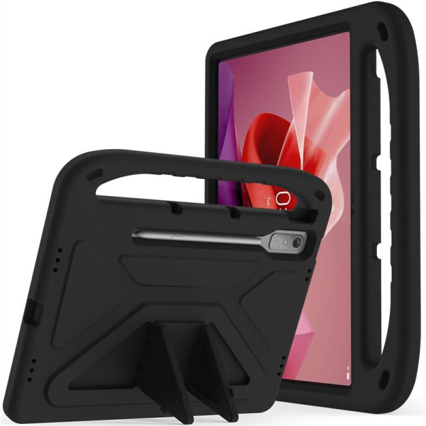 Силиконов гръб със стойка и дръжка за Lenovo Tab P12 - черен Силиконов гръб със стойка и дръжка за Lenovo Tab P12 - черен