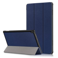 Кожен калъф със сгъващ се капак за Lenovo Tab M10 - тъмно син