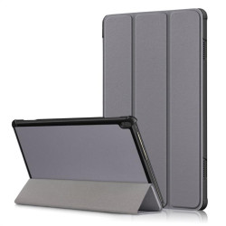Кожен калъф със сгъващ се капак за Lenovo Tab M10 - сив