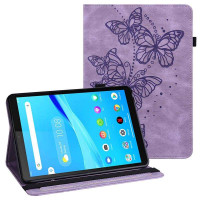 Кожен калъф с пеперуди за Lenovo Tab M10 2nd Gen TB-X306F / TB-X306X - лилав