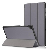 Кожен калъф със сгъващ се капак за Lenovo Tab M10 2nd Gen - сив