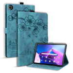 Кожен калъф с цветя и котки за Lenovo Tab M10 3rd Gen - тюркоазен - 2