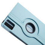 Кожен калъф за Lenovo Tab M11 с въртяща поставка - черен - светло син - 0