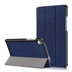 Кожен калъф със сгъващ се капак за Lenovo Tab M8 - тъмно син