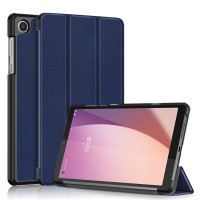 Кожен калъф със сгъващ се капак за Lenovo Tab M8 4th Gen - тъмно син