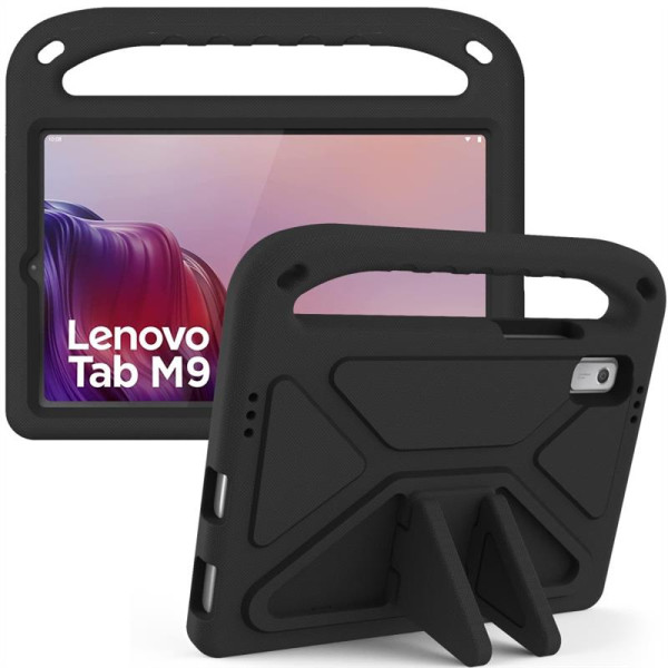 Силиконов гръб със стойка и дръжка за Lenovo Tab M9 - черен