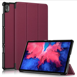 Кожен калъф със сгъващ се капак за Lenovo Tab P11 - винено червен