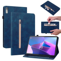 Кожен калъф за Lenovo Tab P11 Gen 2 с цип - тъмно син