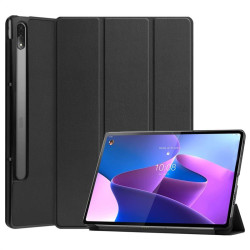 Кожен калъф със сгъващ се капак за Lenovo Tab P12 Pro - черен