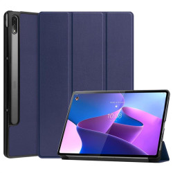 Кожен калъф със сгъващ се капак за Lenovo Tab P12 Pro - тъмно син