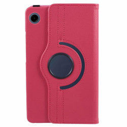 Кожен калъф с въртяща поставка за Samsung Galaxy Tab A9/A11 - ярко розов