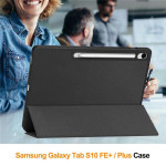 Кожен калъф със сгъващ се капак за Galaxy Tab S10 FE+ - черен - 1 Кожен калъф със сгъващ се капак за Galaxy Tab S10 FE+ - черен - 1