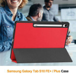 Кожен калъф със сгъващ се капак за Galaxy Tab S10 FE+ - червен - 2 Кожен калъф със сгъващ се капак за Galaxy Tab S10 FE+ - червен - 2