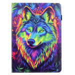 Кожен калъф за Samsung Galaxy Tab S10 FE/S10 Lite/S9 FE/S9 - с вълк Кожен калъф за Samsung Galaxy Tab S10 FE/S10 Lite/S9 FE/S9 - с вълк