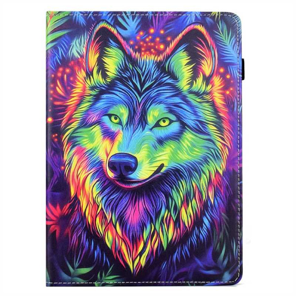 Кожен калъф за Samsung Galaxy Tab S10 FE/S10 Lite/S9 FE/S9 - с вълк Кожен калъф за Samsung Galaxy Tab S10 FE/S10 Lite/S9 FE/S9 - с вълк