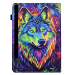 Кожен калъф за Samsung Galaxy Tab S10 FE/S10 Lite/S9 FE/S9 - с вълк - 1 Кожен калъф за Samsung Galaxy Tab S10 FE/S10 Lite/S9 FE/S9 - с вълк - 1
