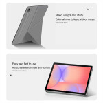Кожен калъф със сгъващ се капак и място за писалка за Samsung Galaxy Tab S10 Lite - сив - 3 Кожен калъф със сгъващ се капак и място за писалка за Samsung Galaxy Tab S10 Lite - сив - 3