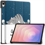 Кожен калъф за Samsung Galaxy Tab S11 - с котка - 1 Кожен калъф за Samsung Galaxy Tab S11 - с котка - 1