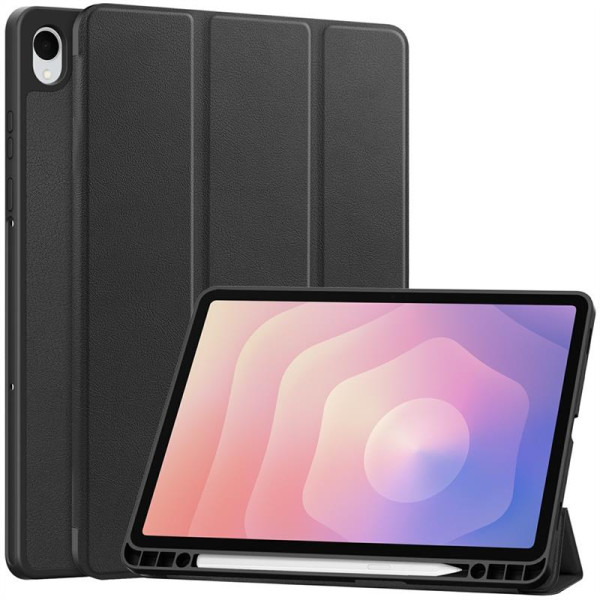 Кожен калъф със сгъващ се капак за Galaxy Tab S11 - черен Кожен калъф със сгъващ се капак за Galaxy Tab S11 - черен