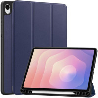 Кожен калъф със сгъващ се капак за Galaxy Tab S11 - тъмно син