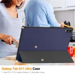 Кожен калъф със сгъващ се капак за Galaxy Tab S11 Ultra - тъмно син - 1 Кожен калъф със сгъващ се капак за Galaxy Tab S11 Ultra - тъмно син - 1
