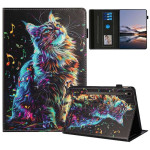 Кожен калъф за Samsung Galaxy Tab S9/S9 FE - с котка - 1 Кожен калъф за Samsung Galaxy Tab S9/S9 FE - с котка - 1