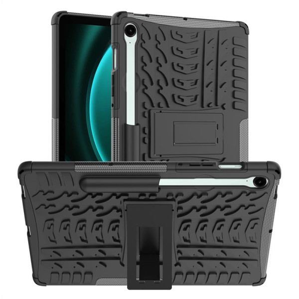 Двупластов гръб със стойка за Samsung Galaxy Tab S9 FE - черен
