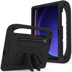 Силиконов гръб със стойка и дръжка за Samsung Galaxy Tab S10 Lite / S10 FE / S9 FE - черен