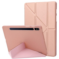 Кожен калъф със сгъващ се капак за Samsung Galaxy Tab S9 5G - перлено розов