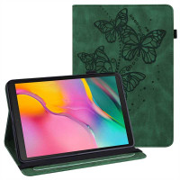 Кожен калъф с пеперуди за Samsung Galaxy Tab A7 10.4 (2020) - тъмно зелен