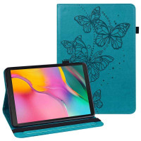 Кожен калъф с пеперуди за Samsung Galaxy Tab A7 10.4 (2020) - син