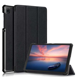 Кожен калъф със сгъващ се капак за Samsung Galaxy Tab A7 Lite - черен