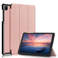 Кожен калъф със сгъващ се капак за Samsung Galaxy Tab A7 Lite - розово злато